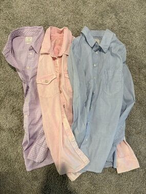 GAP Button-Down Shirt Trio in Lavender, Pink, and Light Blue